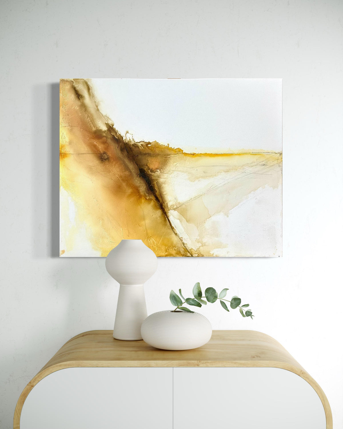 The Dune Earth Edges Collection abstract landscape painting in modern bedroom