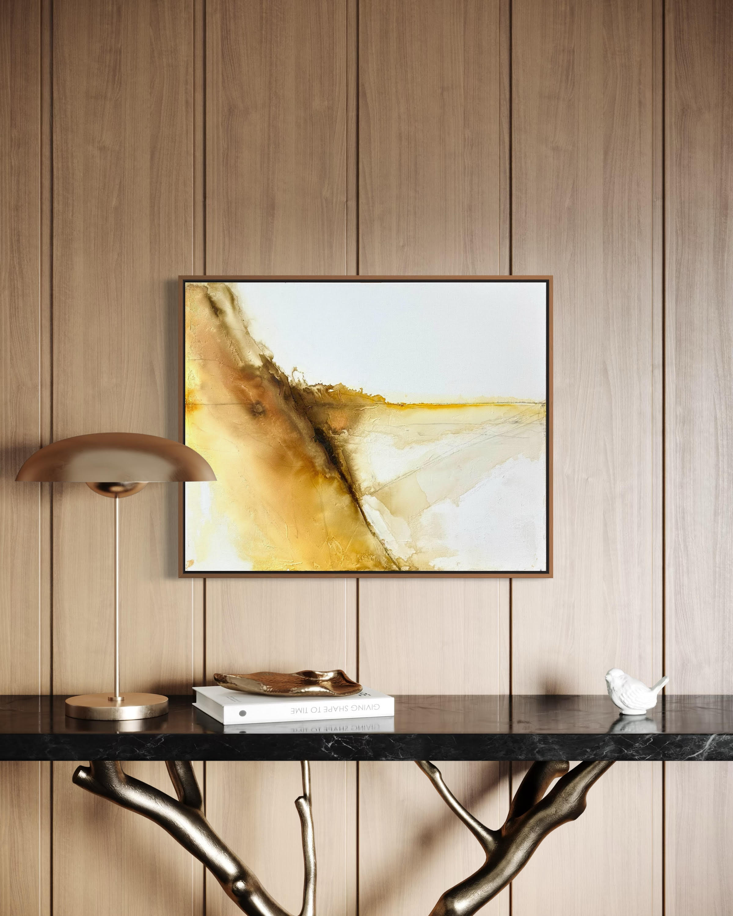 The Dune is abstract acrylic painting inspired the Lake Michigan Sand Dunes, by artist Jen Muse