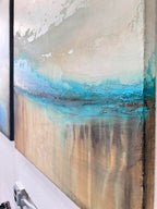 Up-close texture details  - The Flow of Time - abstract original cenote painting by artist Jen Muse